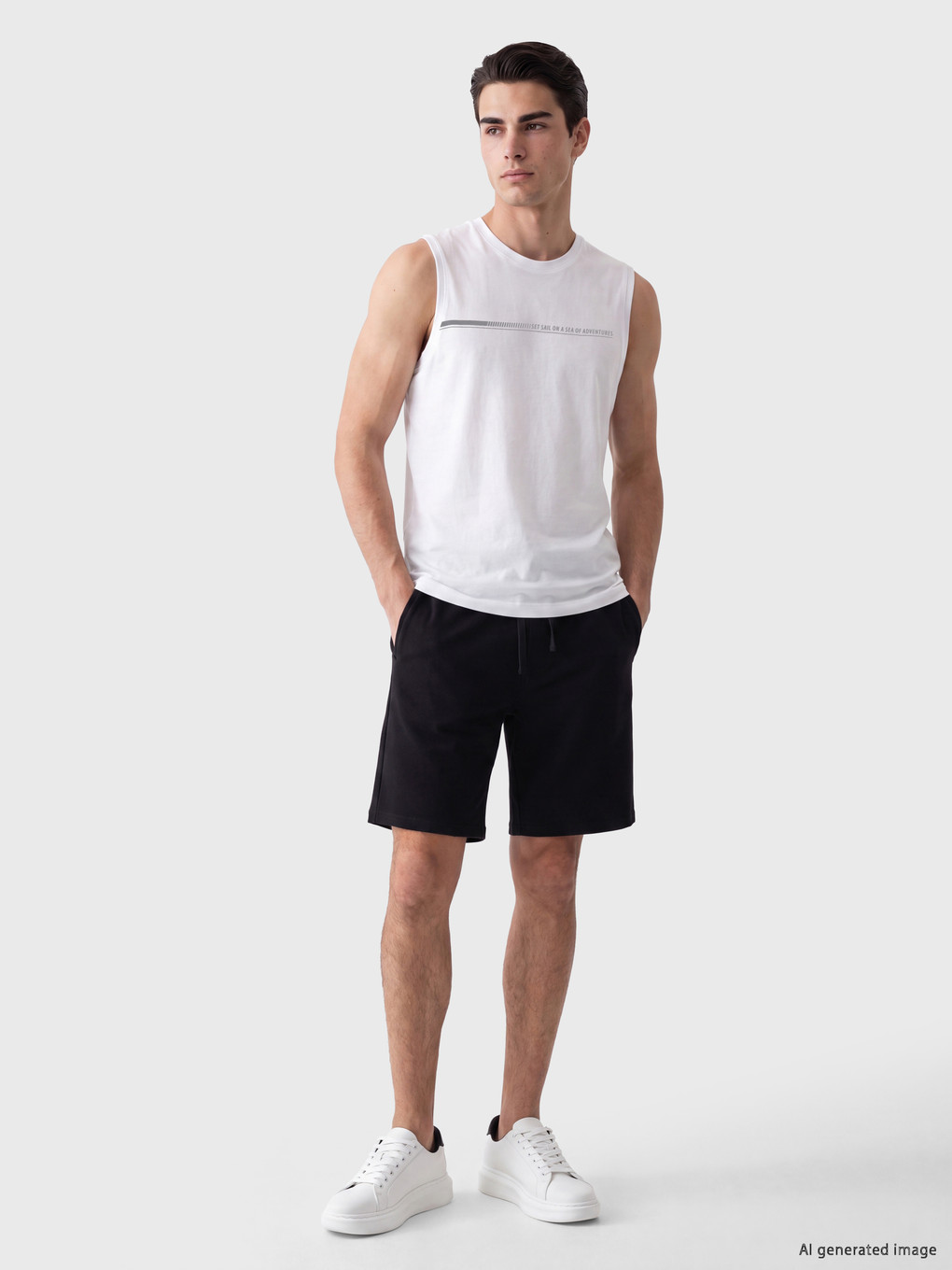 Crew Neck Printed Men's Sleeveless T-shirt-1