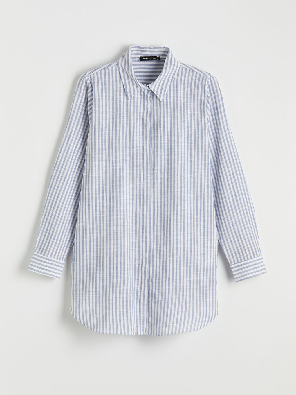 Mavi Çizgili Kadın Gömlek Tunik