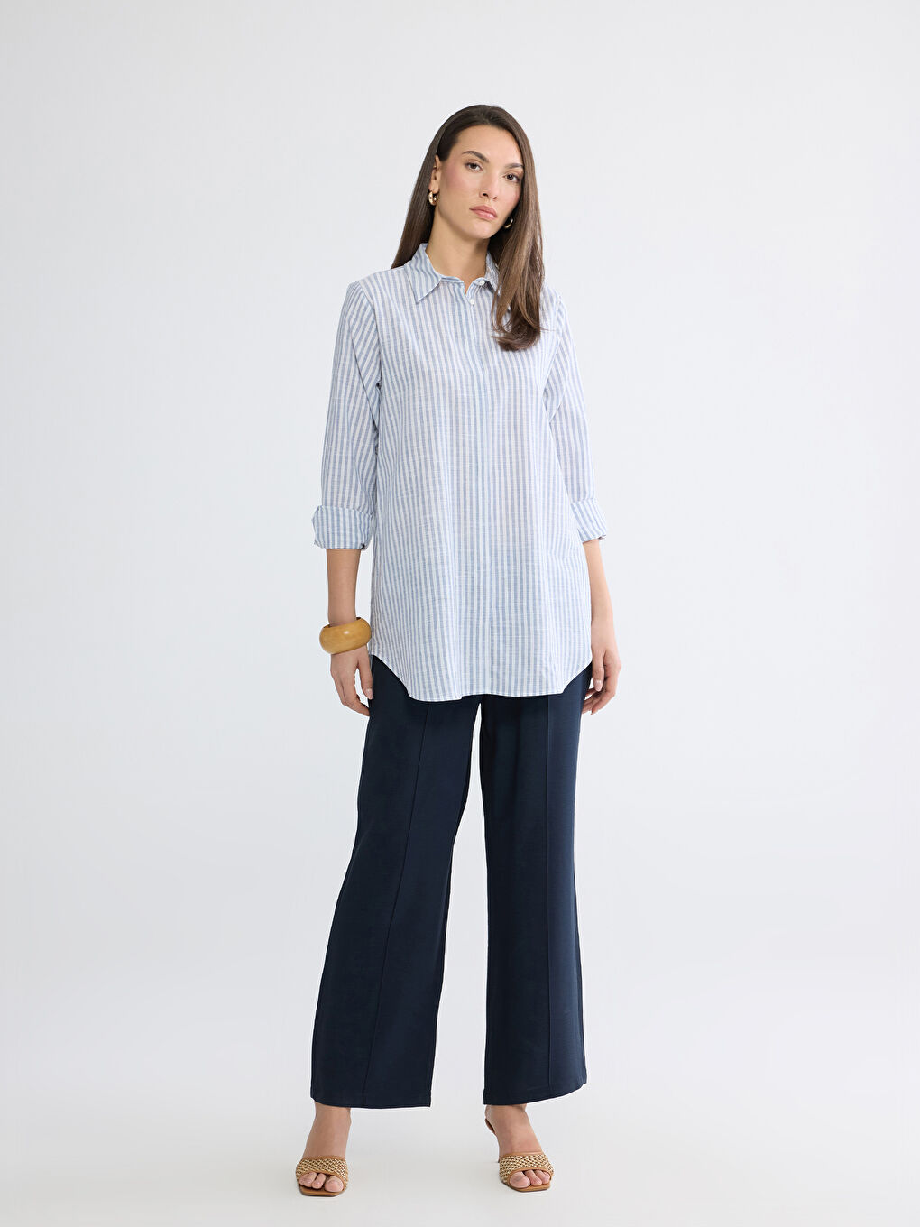 تونيك قميص مُخَطَّط للسيدات-2