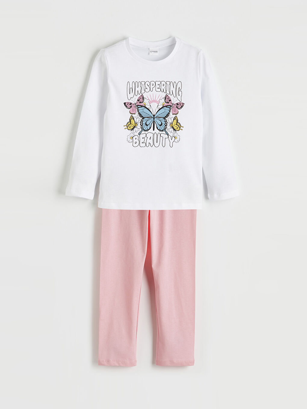 Pembe Bisiklet Yaka Baskılı Kız Çocuk Pijama Takım