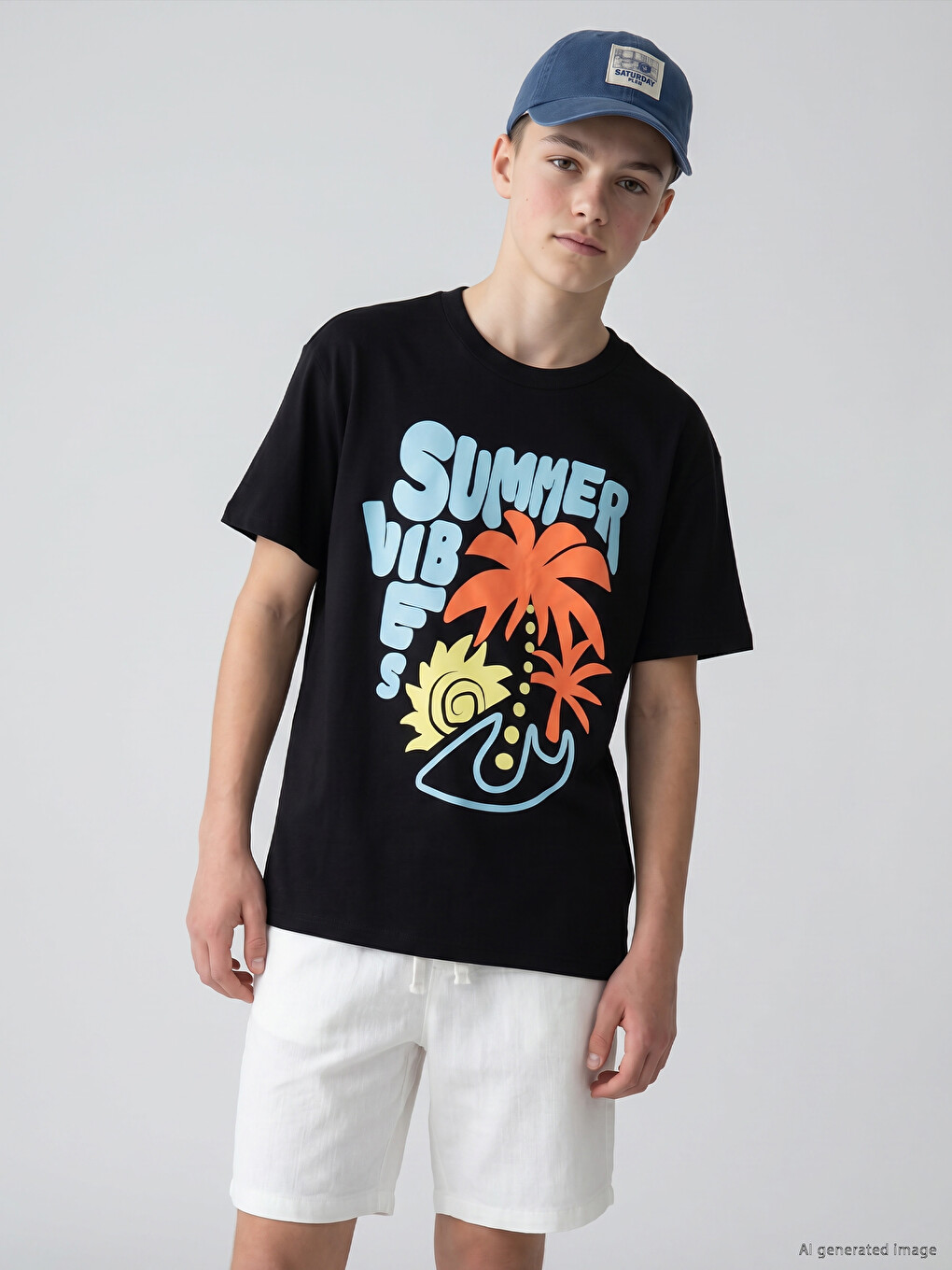 Crew Neck Printed Boys' T-shirt