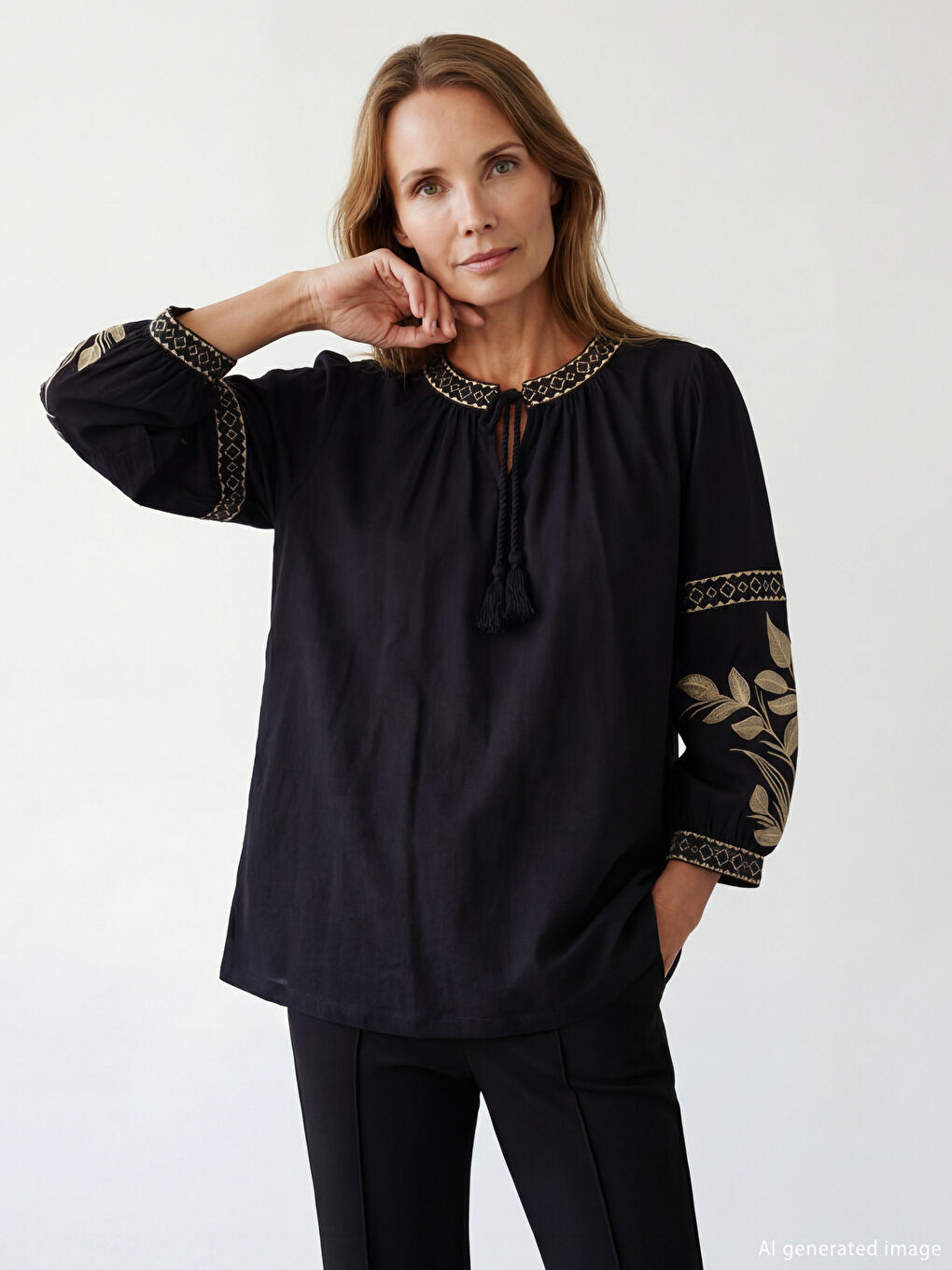 Жена Черно Блуза