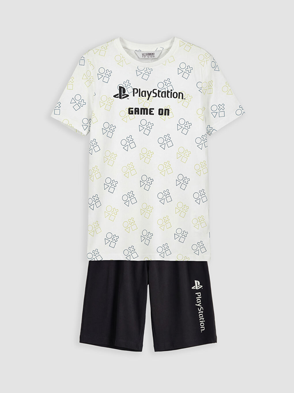 Beyaz Playstation Baskılı Erkek Çocuk Şortlu Pijama Takımı