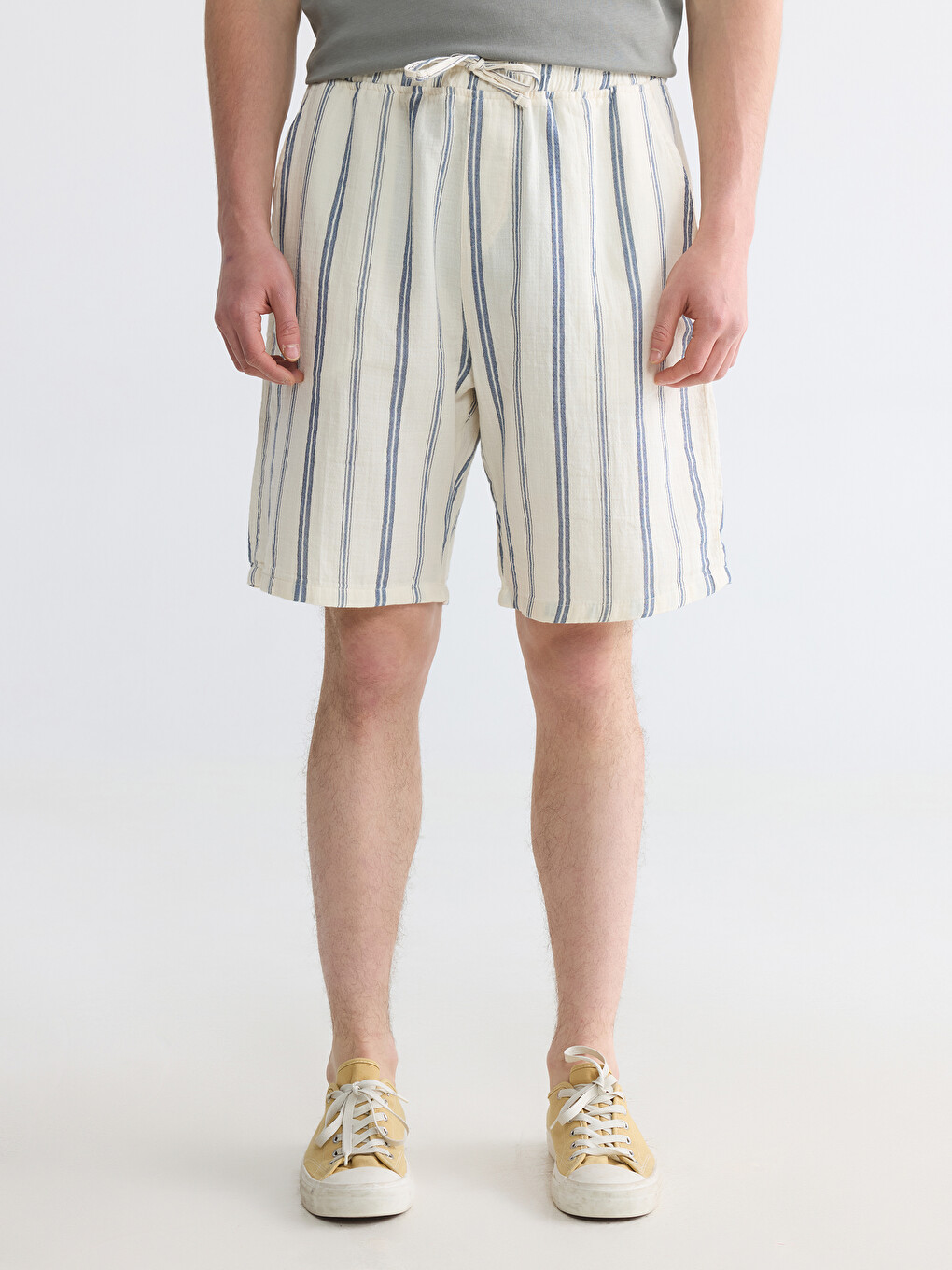 Relaxed Fit Striped Men's Shorts-1