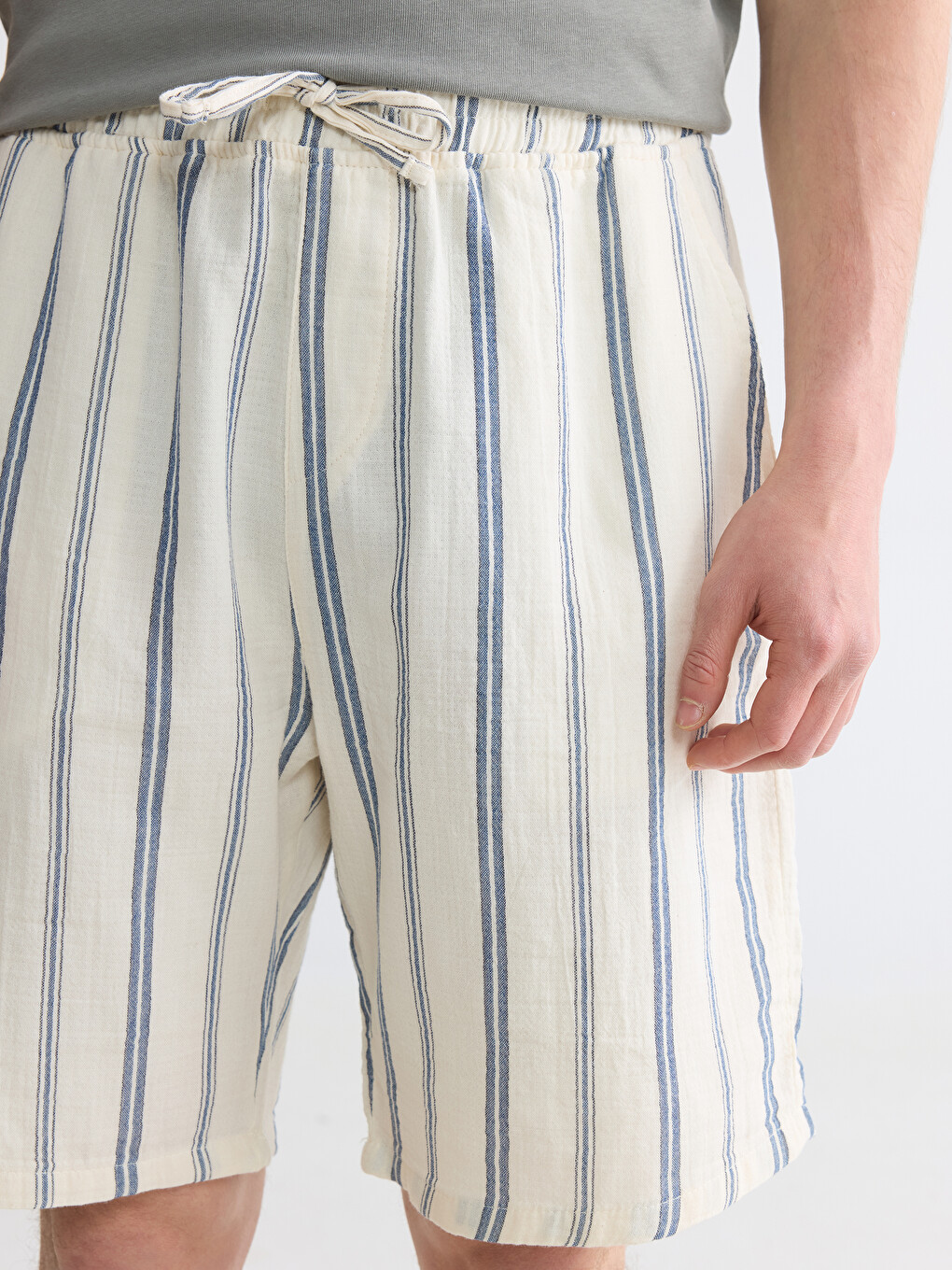 Relaxed Fit Striped Men's Shorts-2