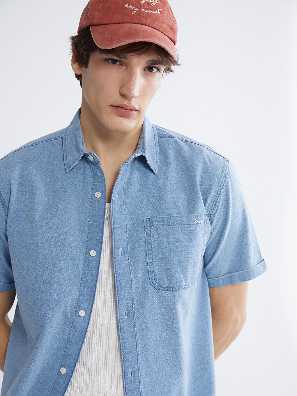 İndigo Loose Fit Erkek Jean Gömlek