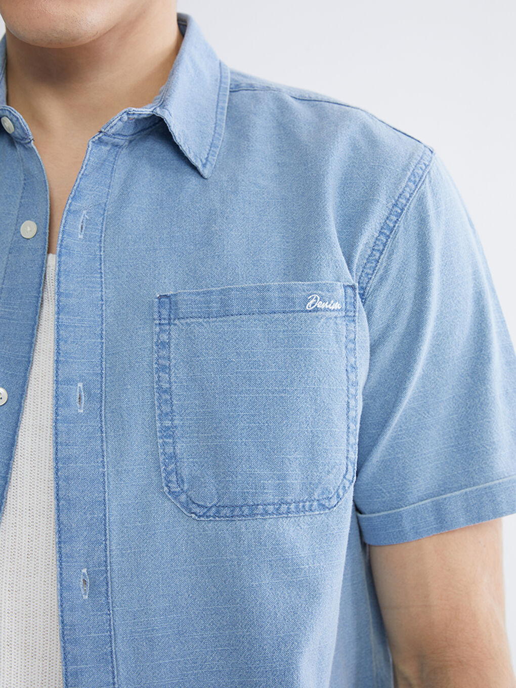 İndigo Loose Fit Erkek Jean Gömlek-2