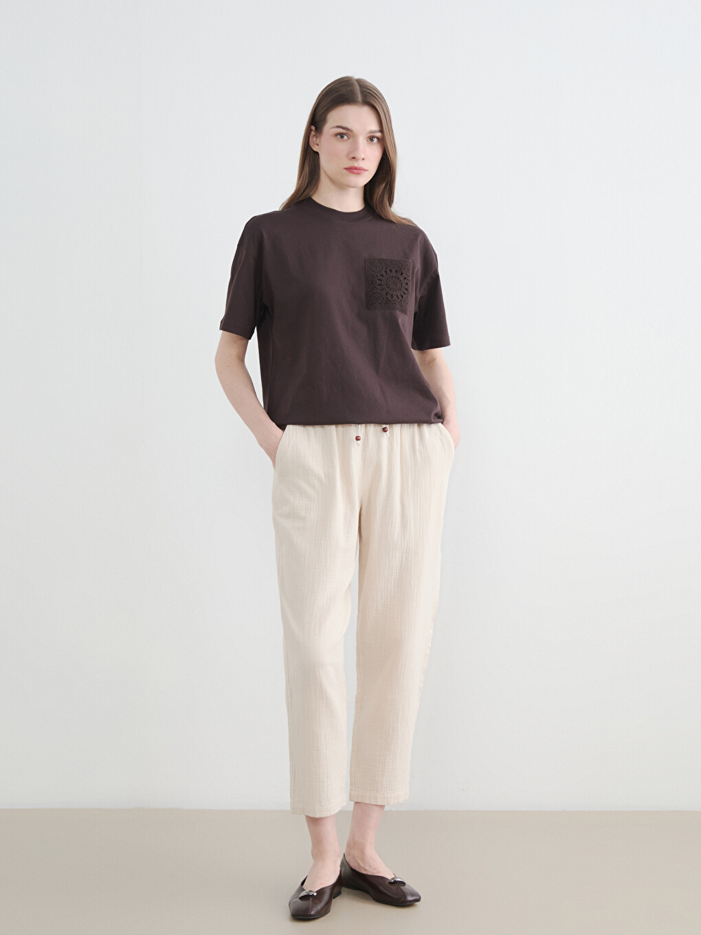 Elastic Waist Muslin Women's Trousers