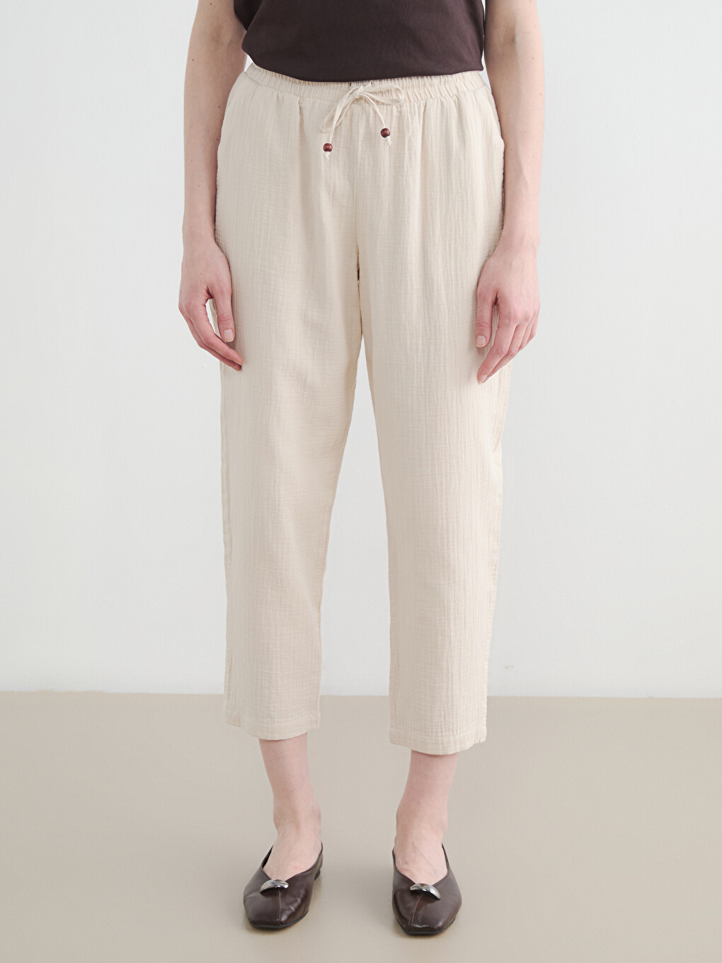 Elastic Waist Muslin Women's Trousers-1