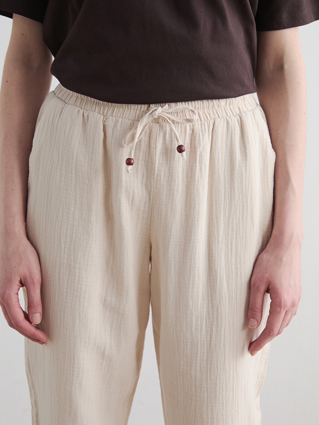 Elastic Waist Muslin Women's Trousers-2