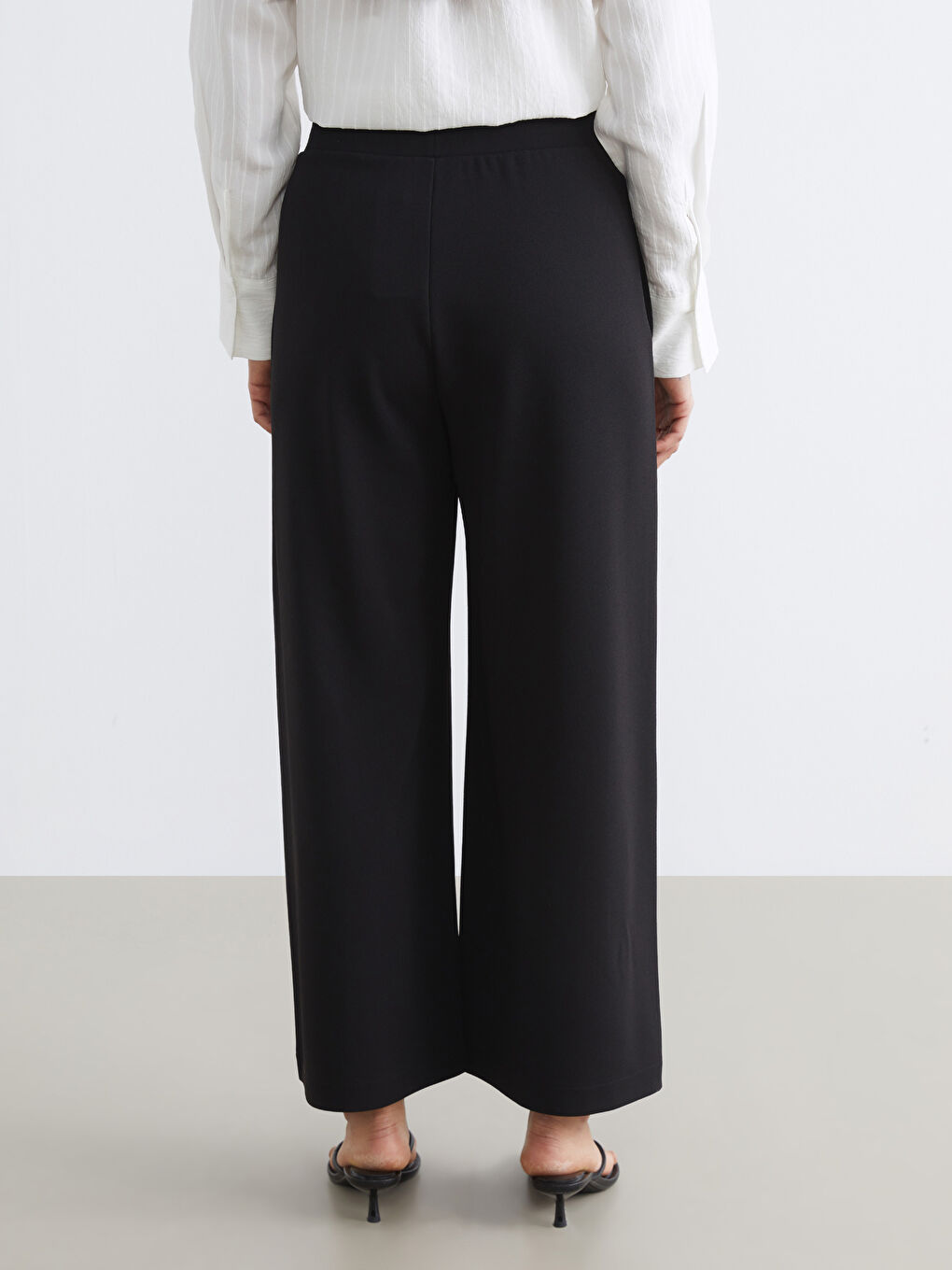 Elasticated Waist Wide Leg Women's Trousers-3