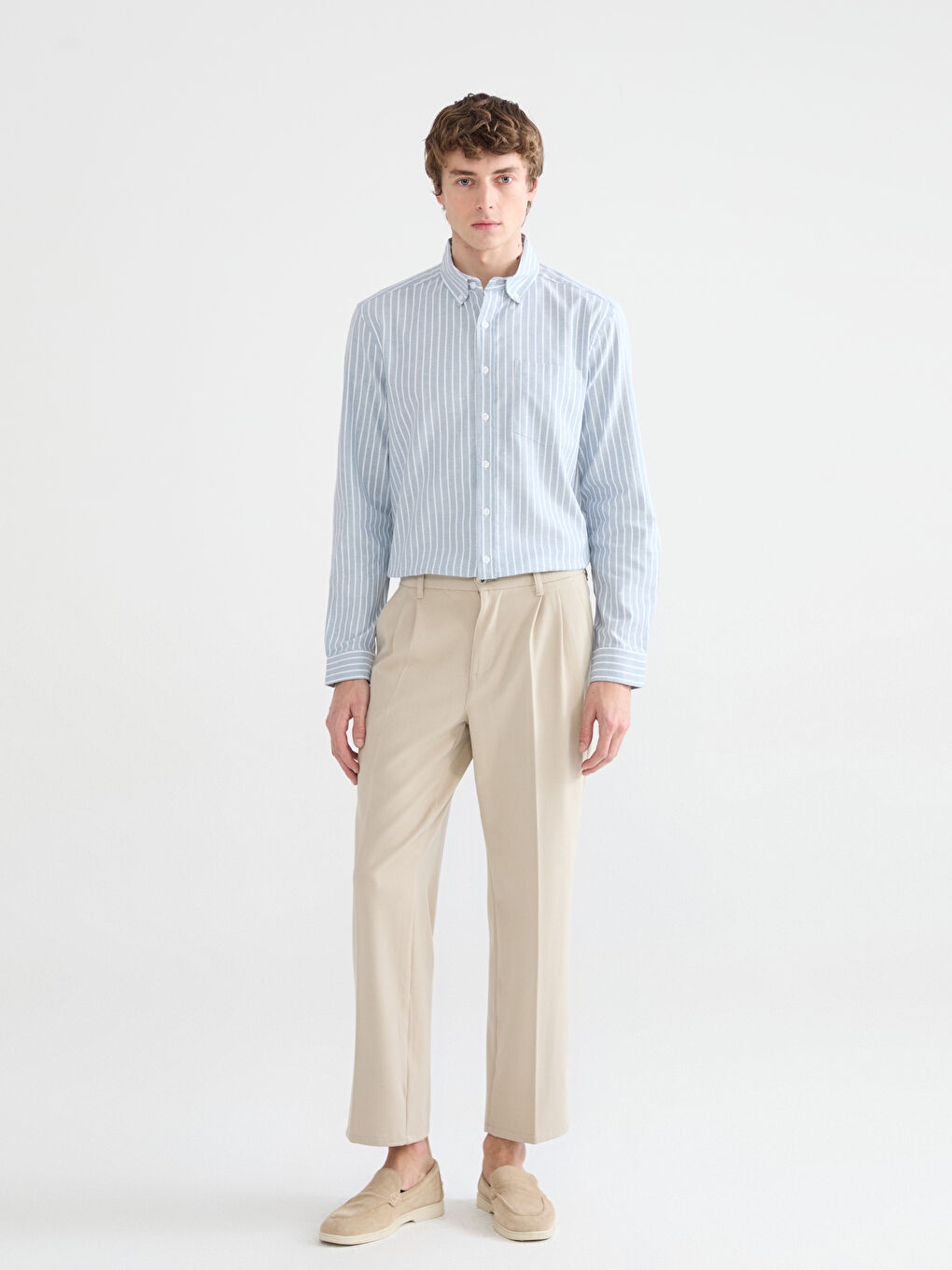 Мужчины Голубой Рубашка-1