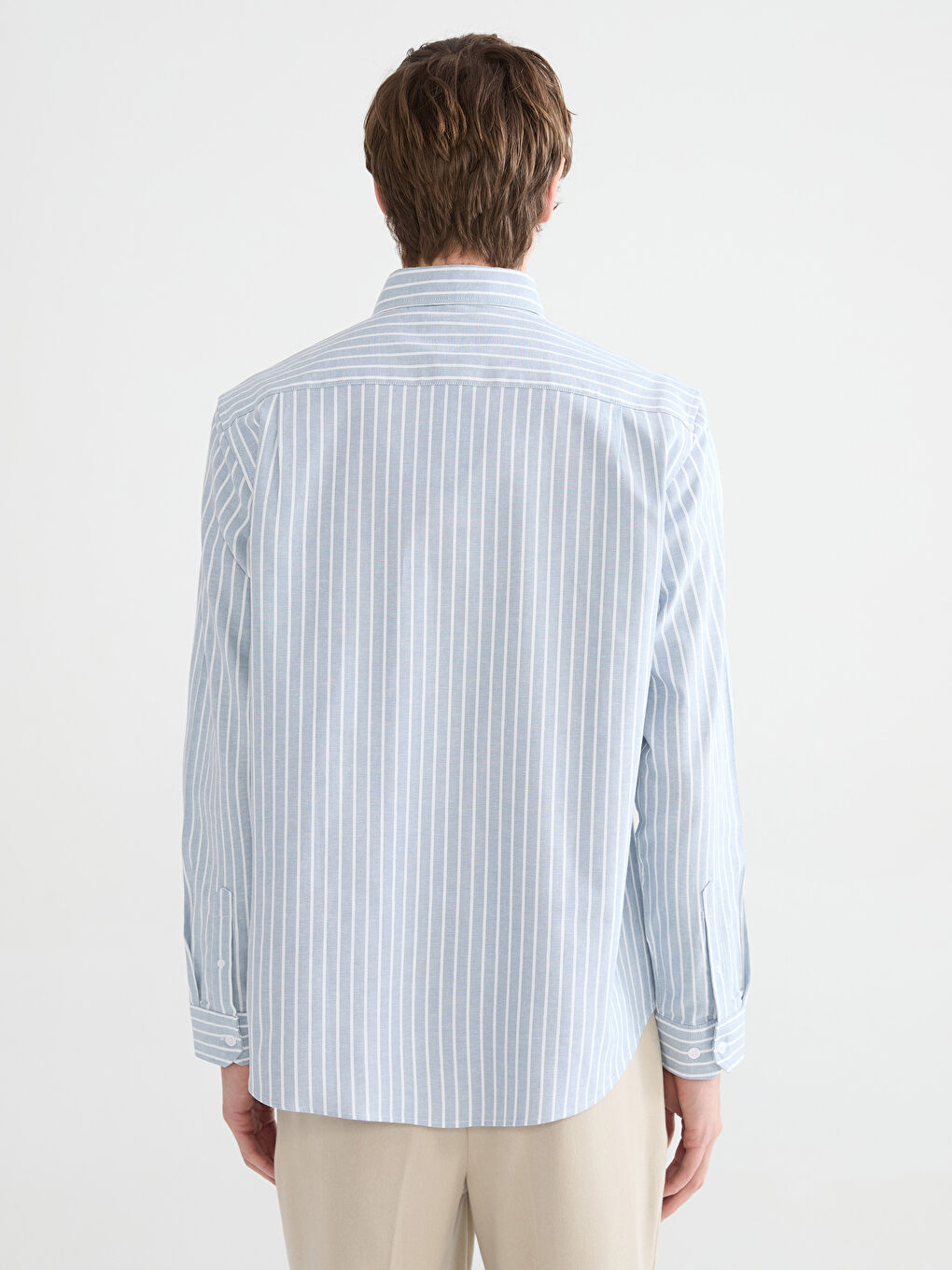 Мужчины Голубой Рубашка-3