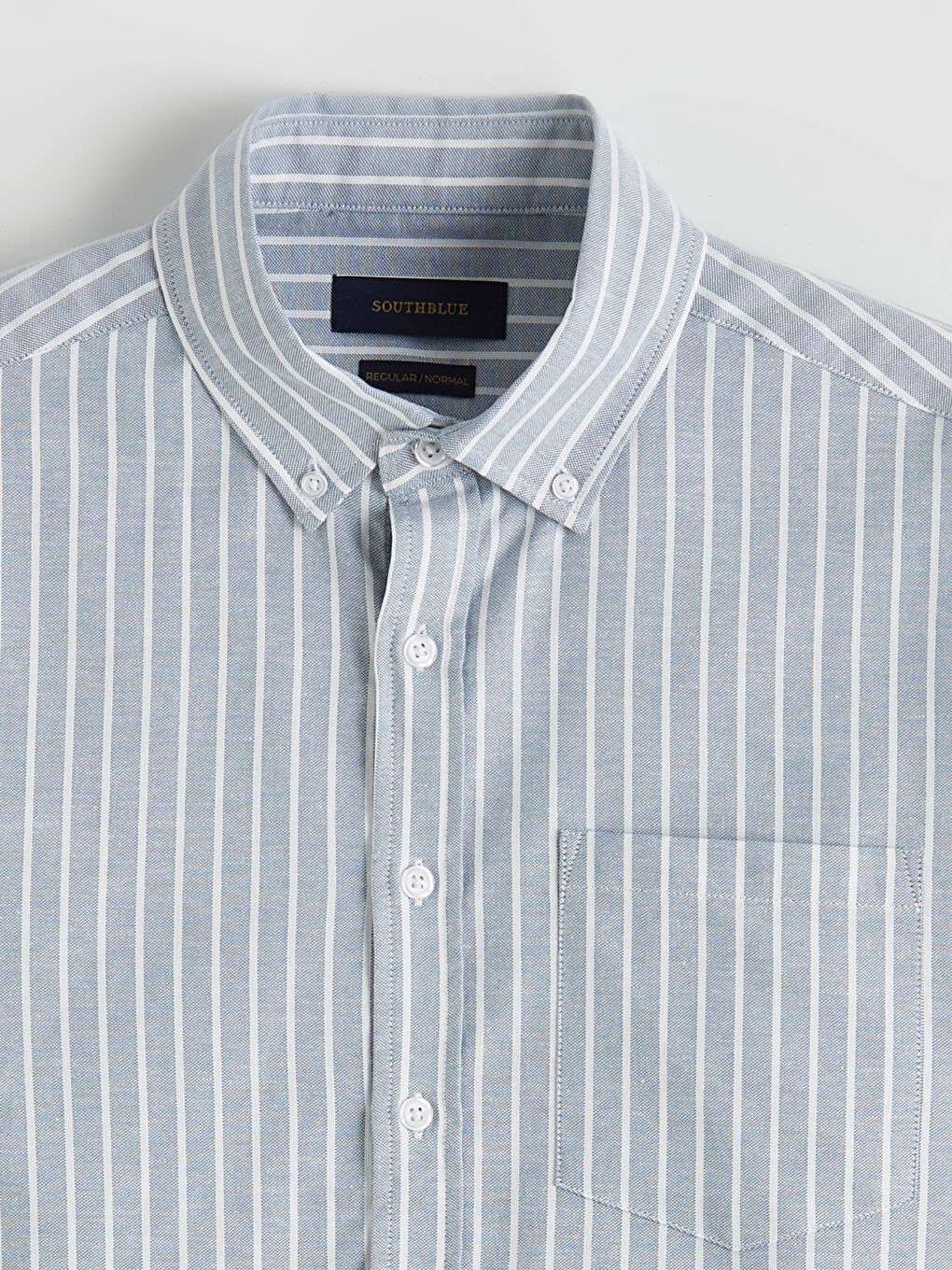 Мужчины Голубой Рубашка-5