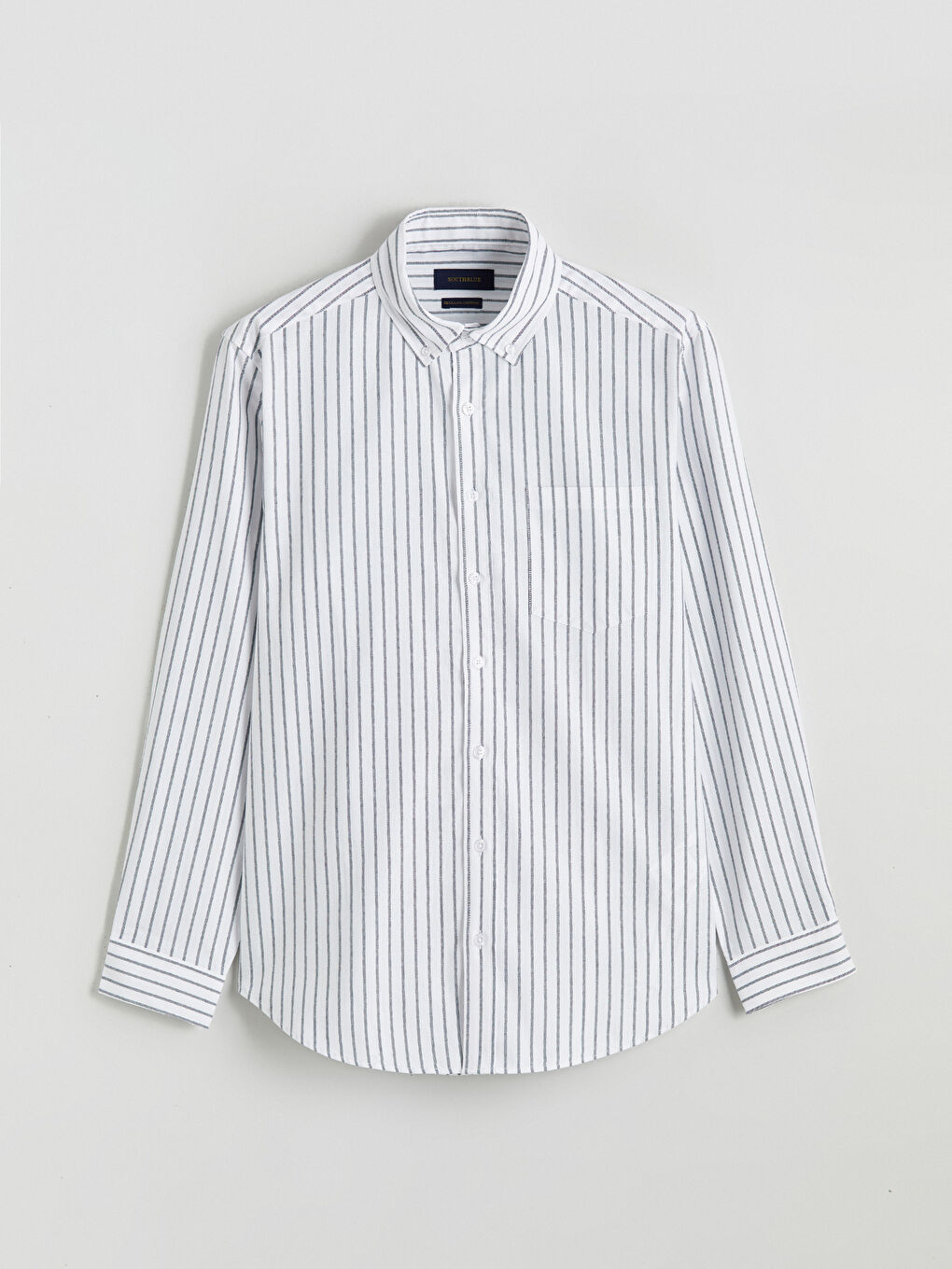 Ekru Regular Fit Çizgili Oxford Erkek Gömlek-4