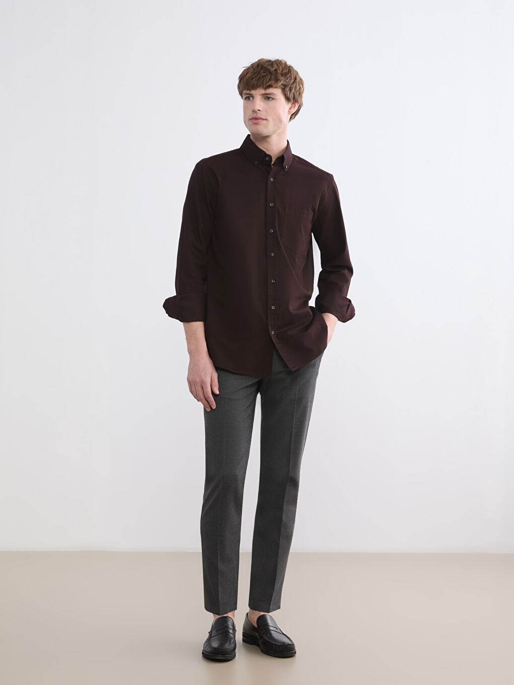 Men's Regular Fit Gabardine Shirt-1