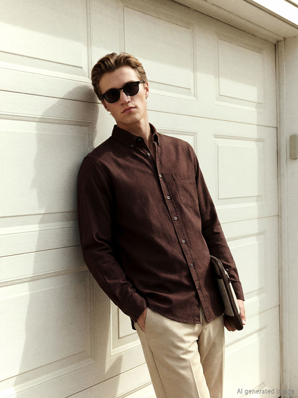 Kahverengi Regular Fit Gabardin Erkek Gömlek