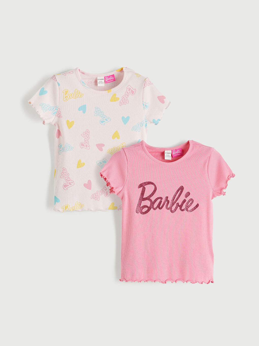 تيشيرت للبنات مطبوع باربي، عبوة من ٢ قطعة