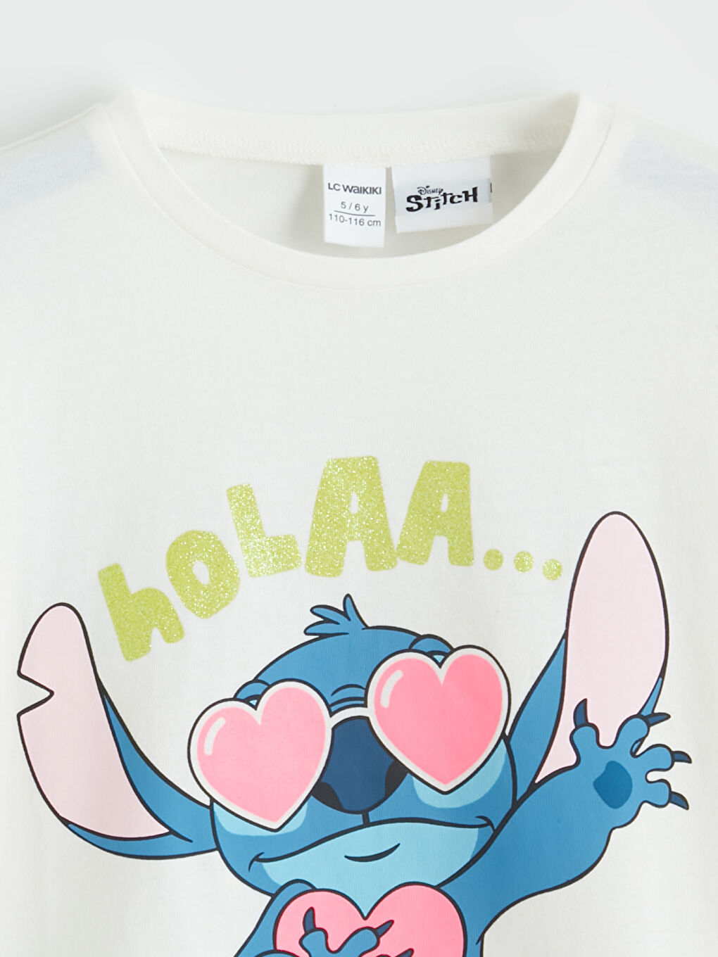 Ekru Lilo & Stitch Baskılı Kız Çocuk Takım-3