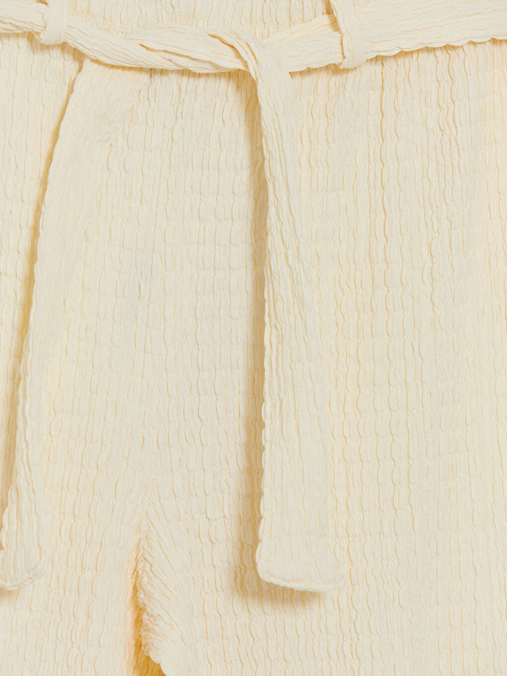 Ekru Geniş Paça Kız Çocuk Dokulu Pantolon-2