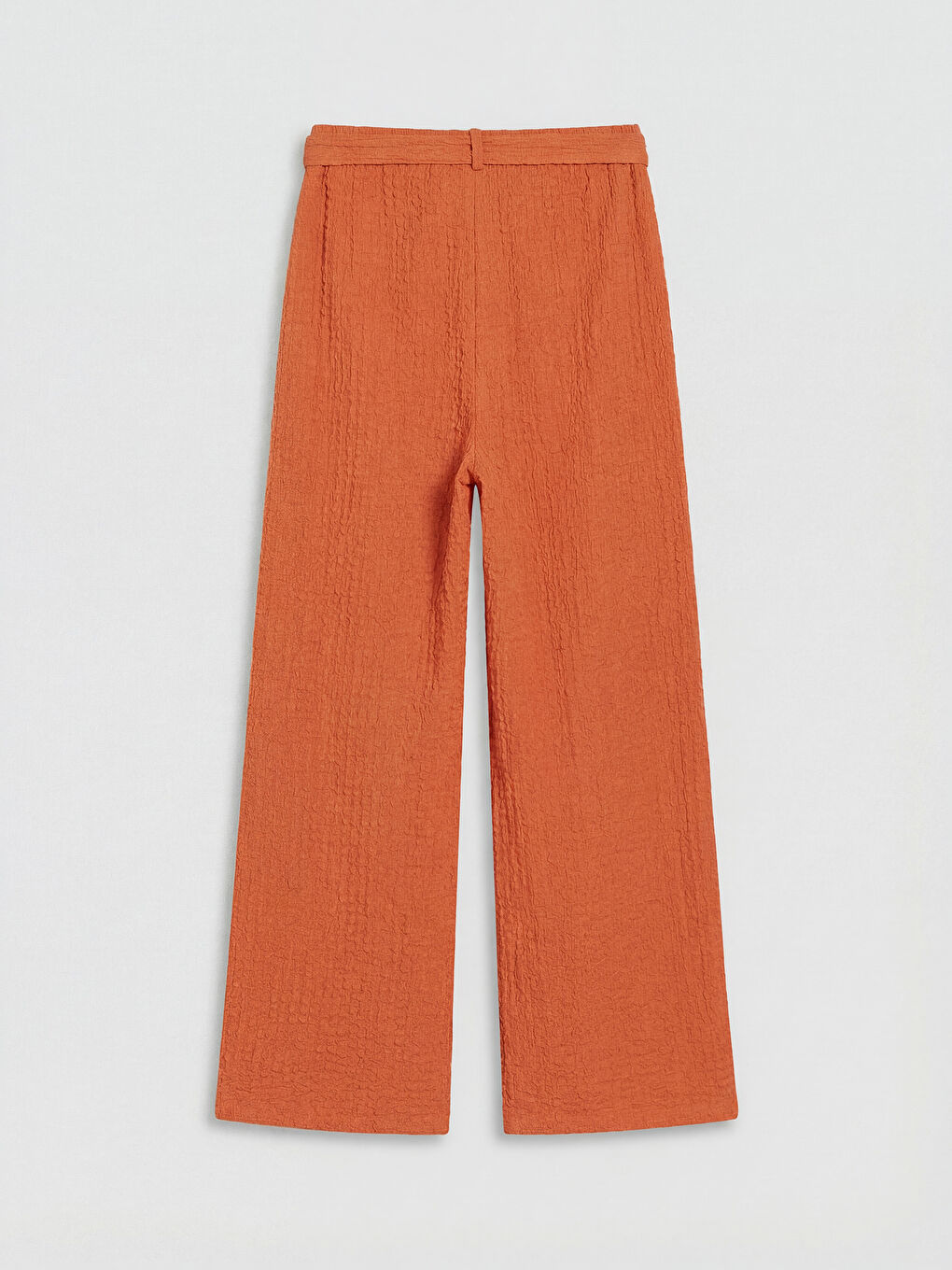 Turuncu Geniş Paça Kız Çocuk Dokulu Pantolon-1