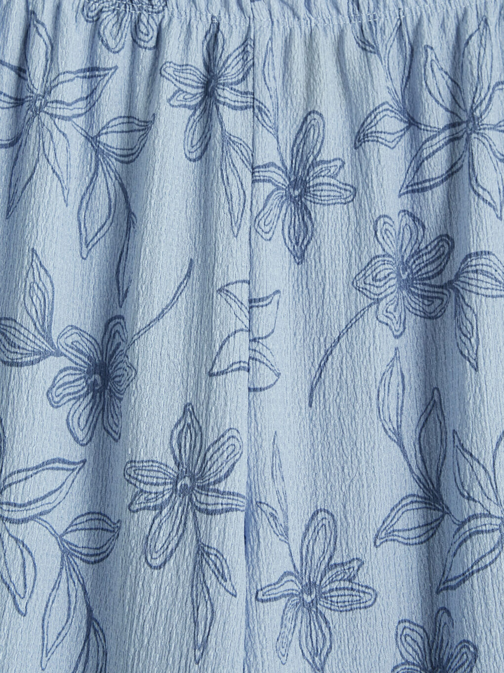 Mavi Çiçek Desenli Geniş Paça Kız Çocuk Pantolon-2