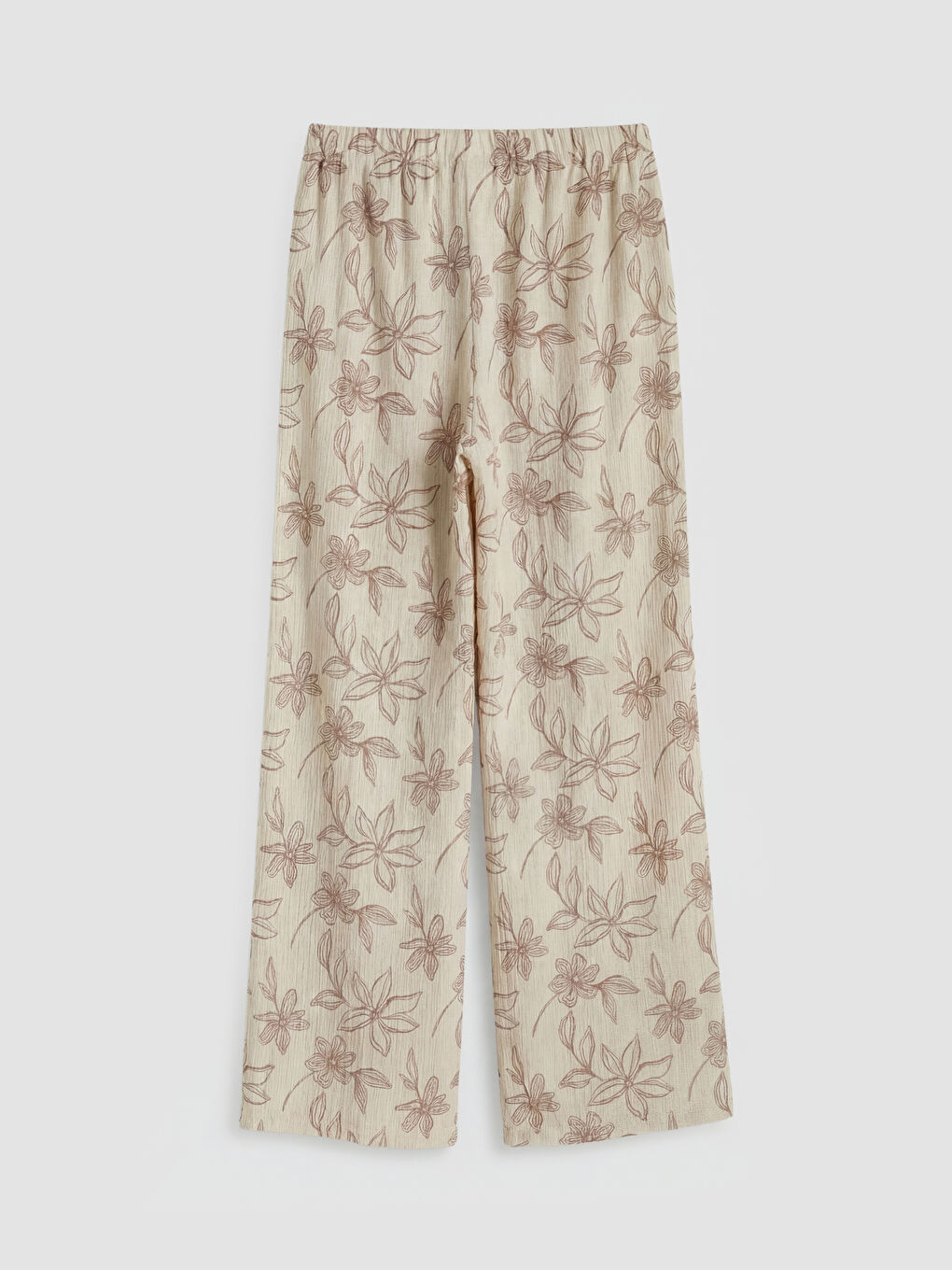 Ekru Çiçek Desenli Kız Çocuk Pantolon-1