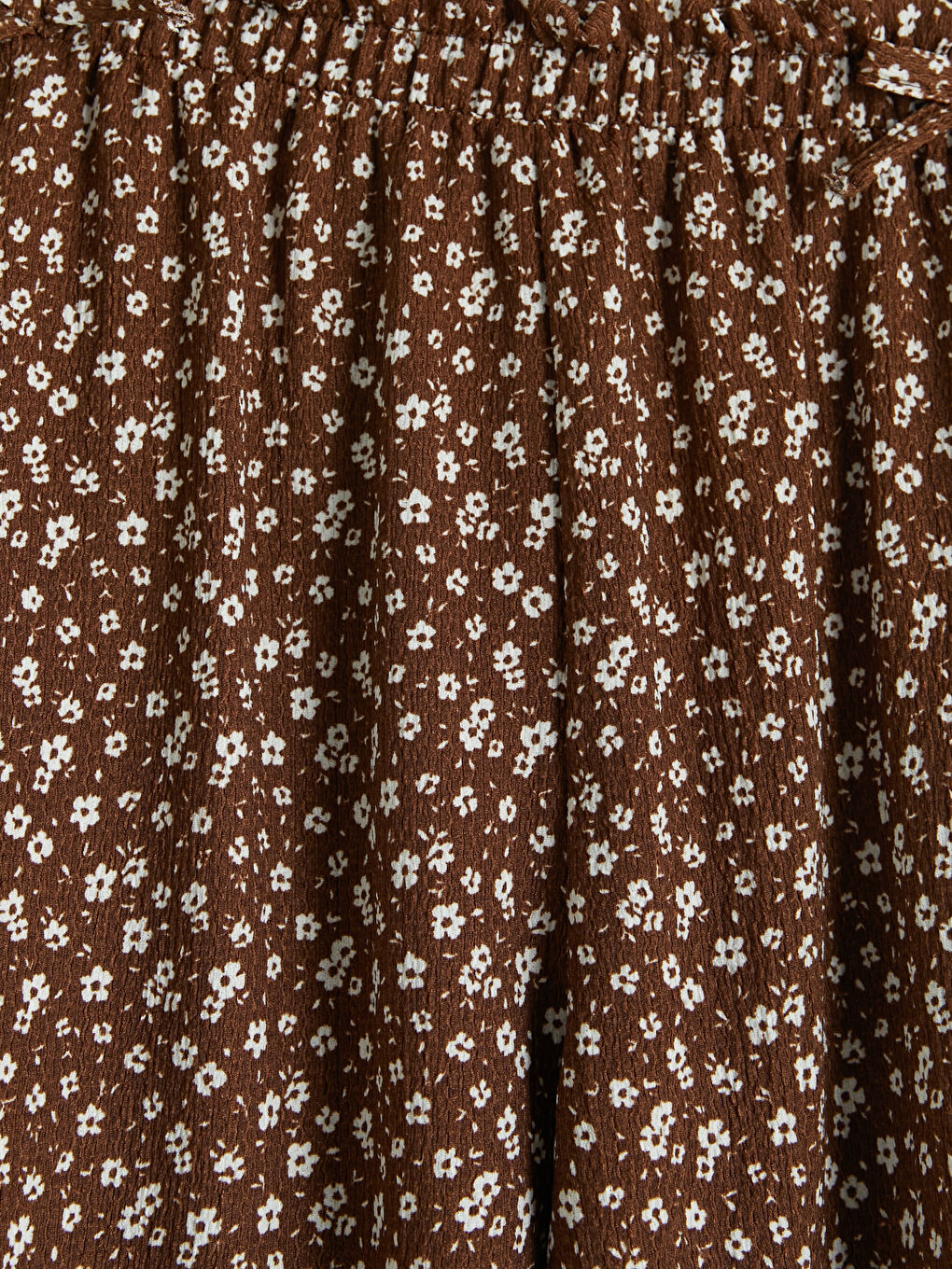 Kahverengi Çiçek Baskılı Geniş Paça Kız Çocuk Pantolon-2