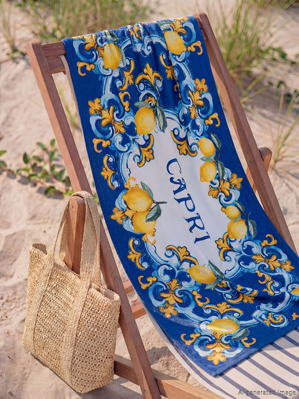 Karışık Limon Baskılı Kadın Plaj Havlusu 70x150 cm