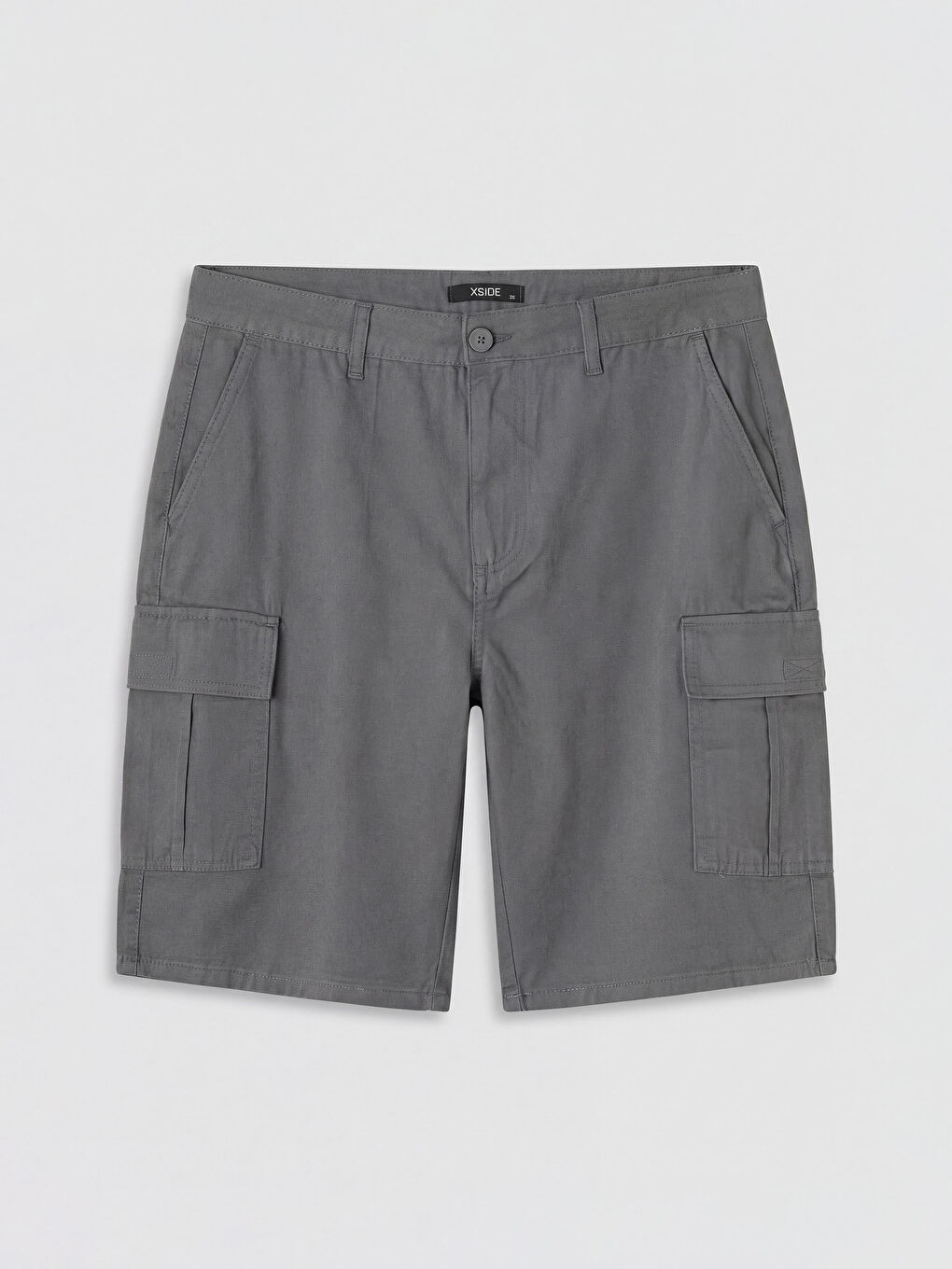 Gri Regular Fit Gabardin Erkek Kargo Şort