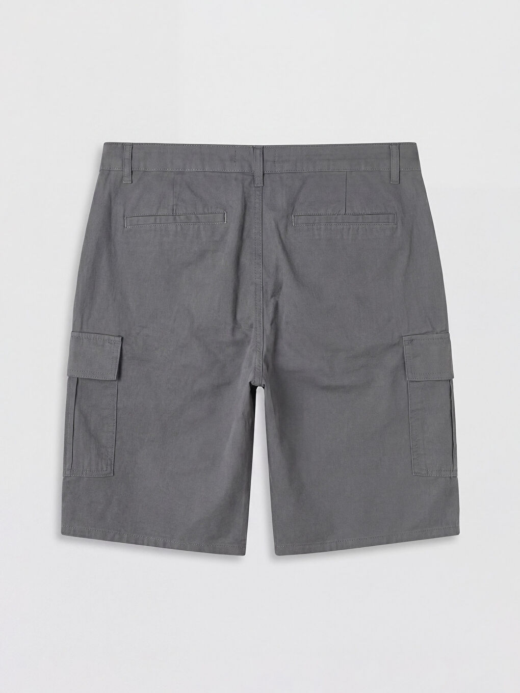Gri Regular Fit Gabardin Erkek Kargo Şort-1