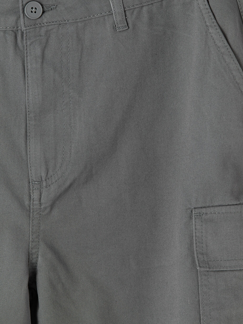 Gri Regular Fit Gabardin Erkek Kargo Şort-2