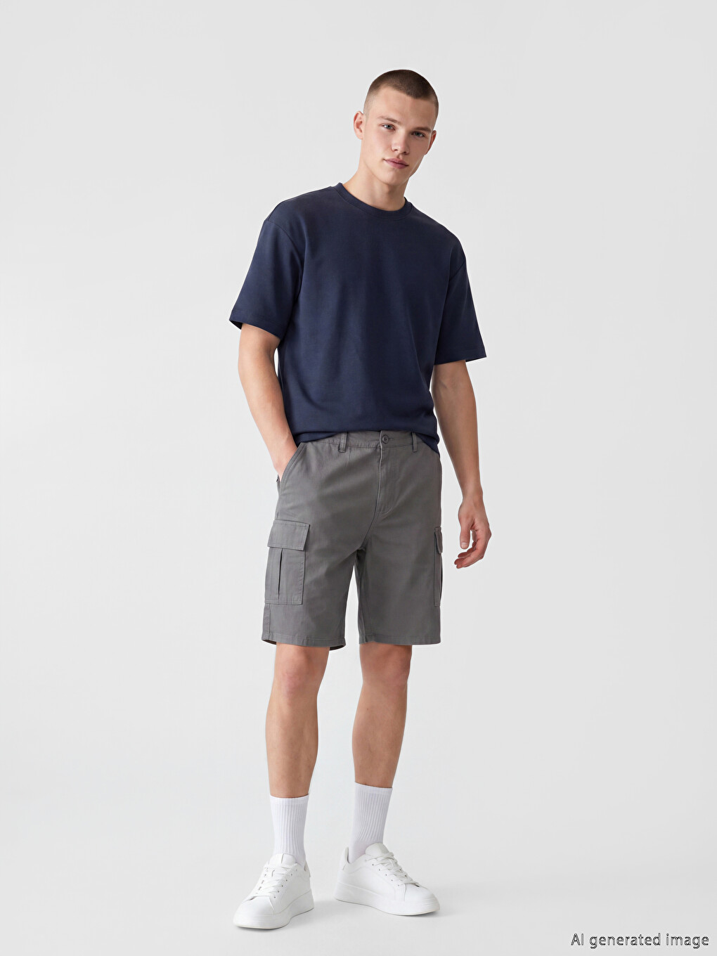 Regular Fit Gabardine Men's Cargo Shorts