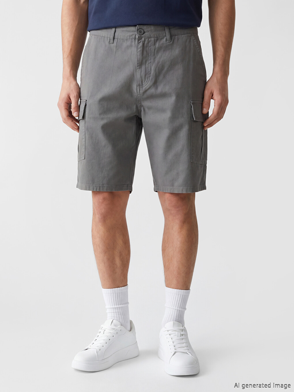 Regular Fit Gabardine Men's Cargo Shorts-1