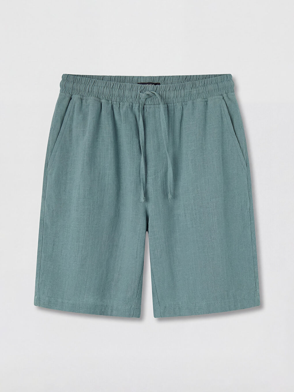 Mavi Standart Kalıp Keten Görünümlü Erkek Şort