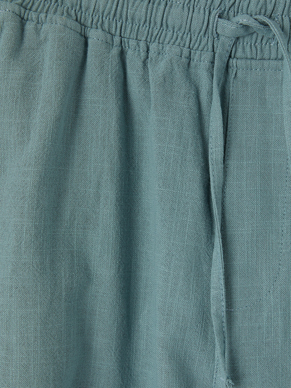 Mavi Standart Kalıp Keten Görünümlü Erkek Şort-2