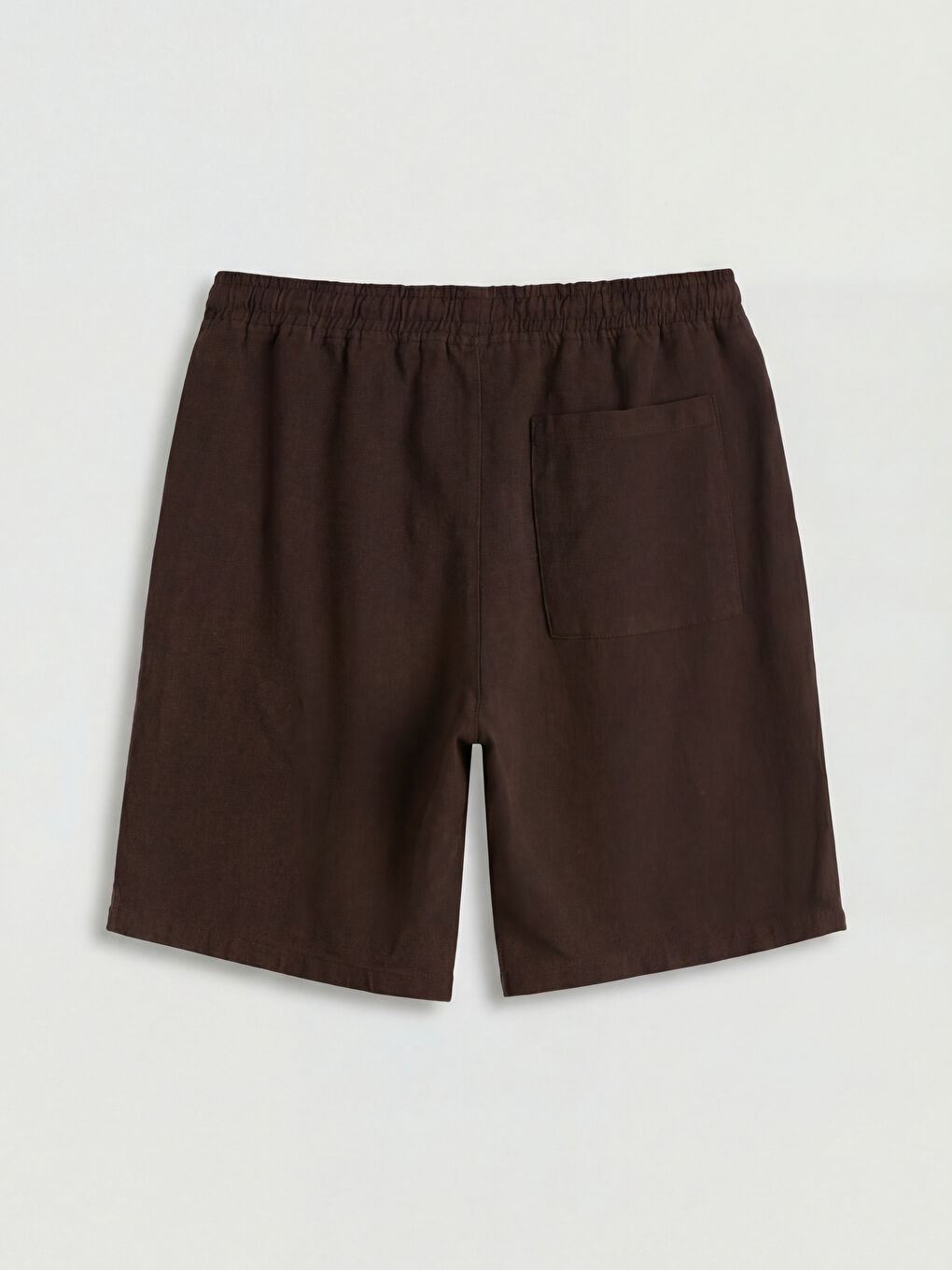 Kahverengi Standart Kalıp Keten Görünümlü Erkek Şort-1
