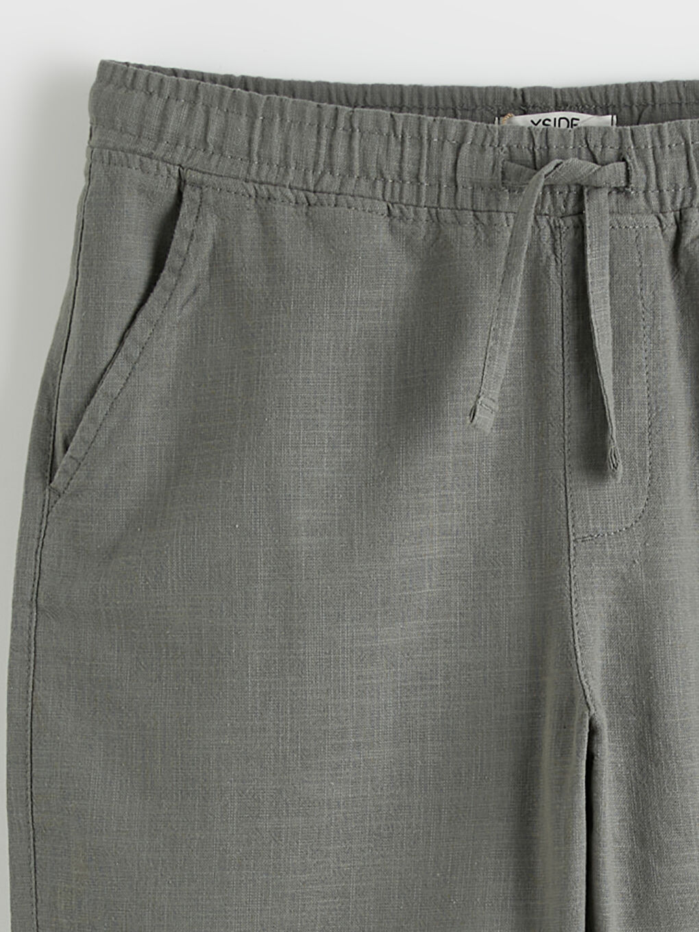 Haki Standart Kalıp Keten Görünümlü Erkek Şort-5