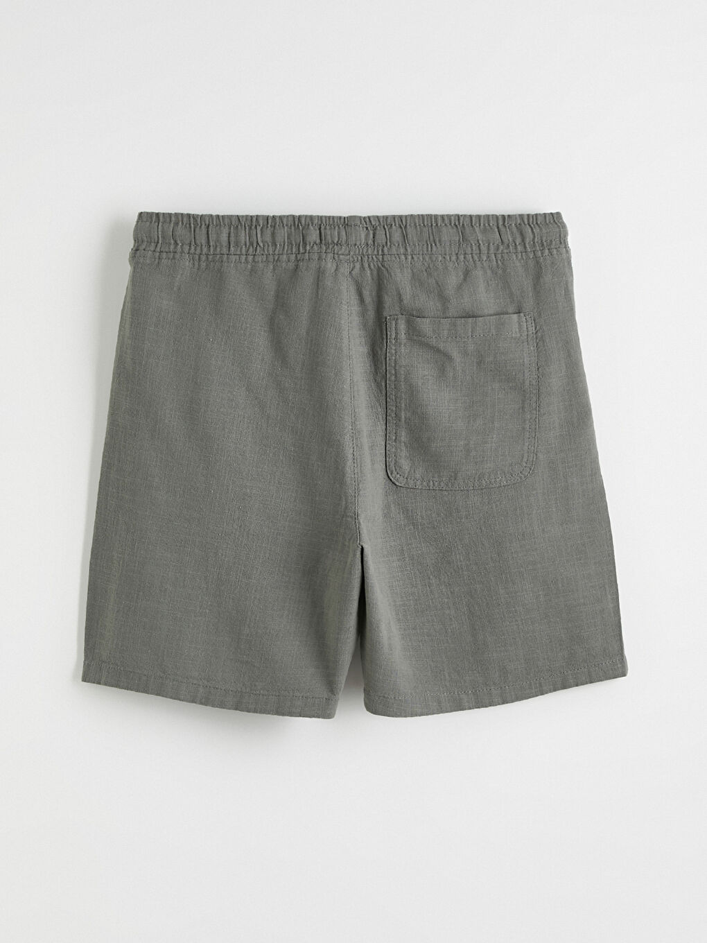 Haki Standart Kalıp Keten Görünümlü Erkek Şort-6