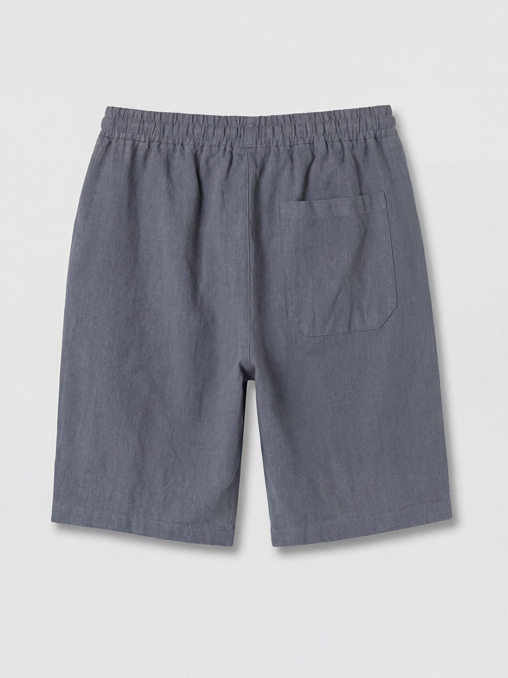 Gri Standart Kalıp Keten Görünümlü Erkek Şort-1