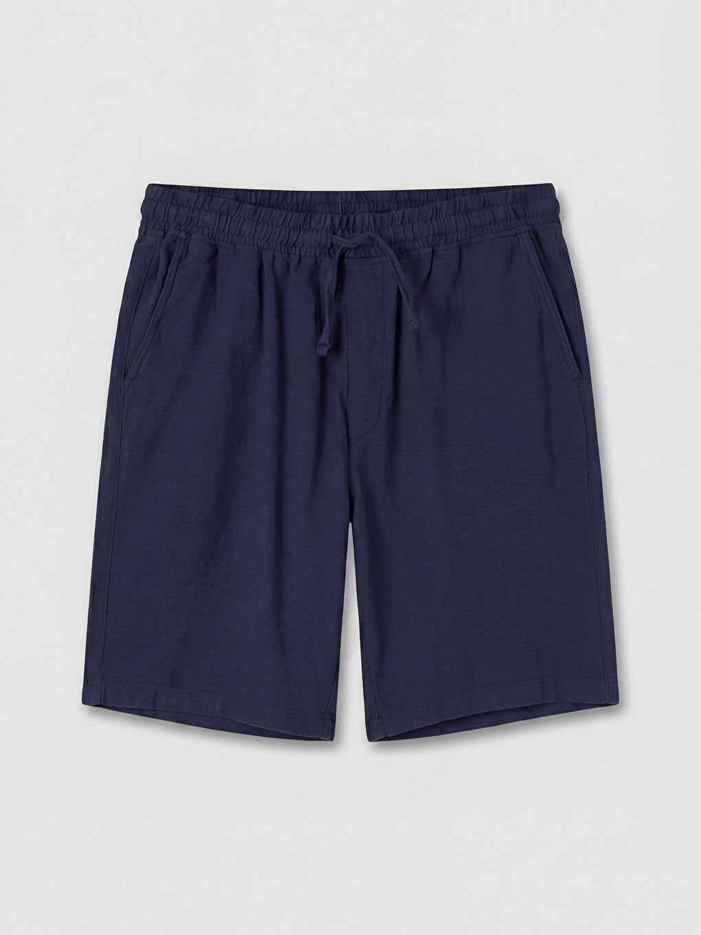 Lacivert Standart Kalıp Keten Görünümlü Erkek Şort