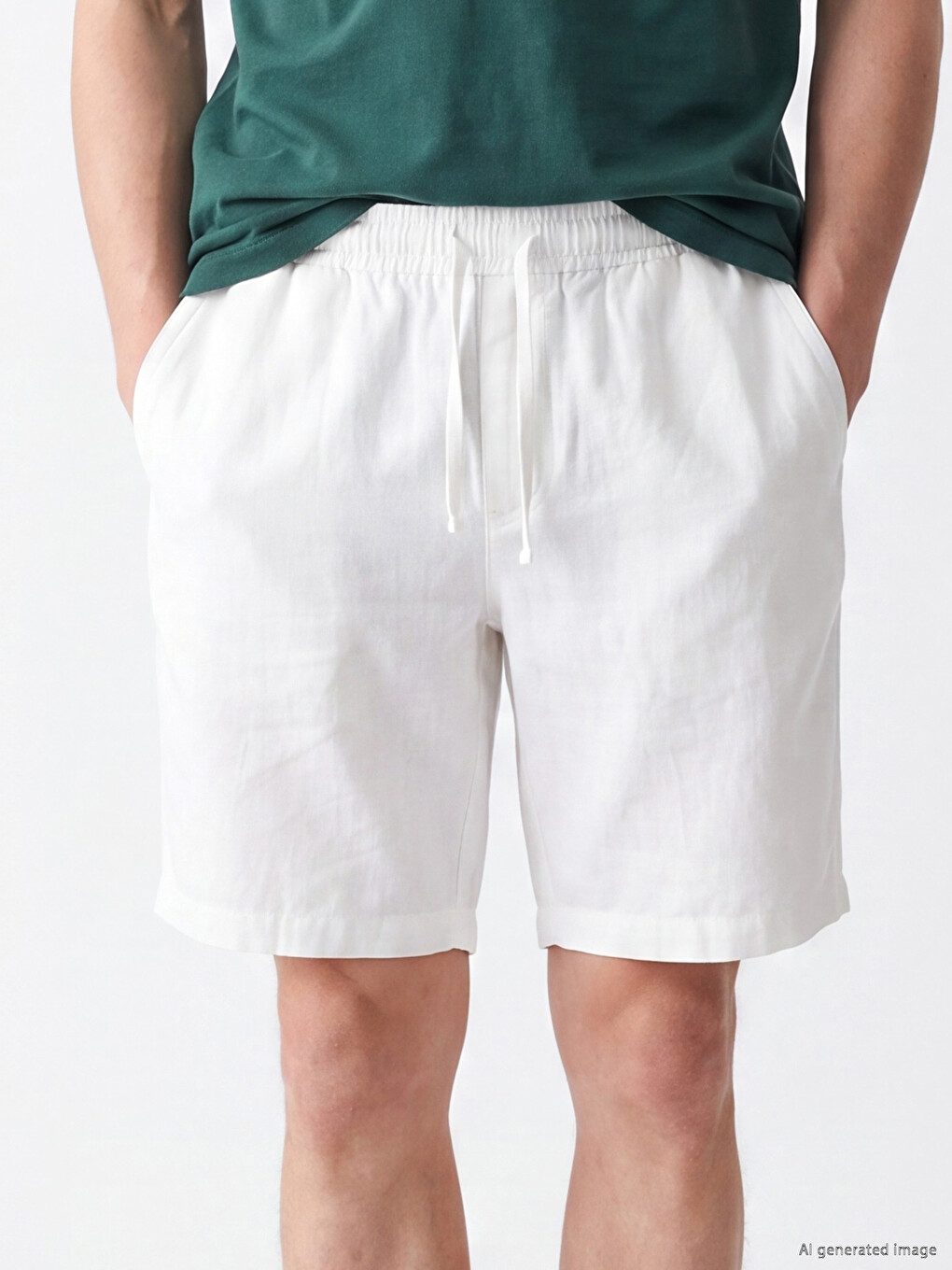 Regular Fit Linen Look Men's Shorts-2