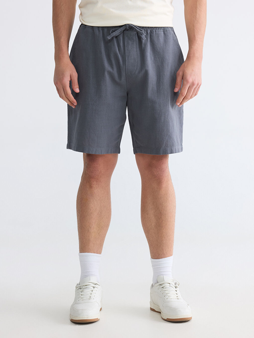 Standard Fit Linen Look Men's Shorts-1