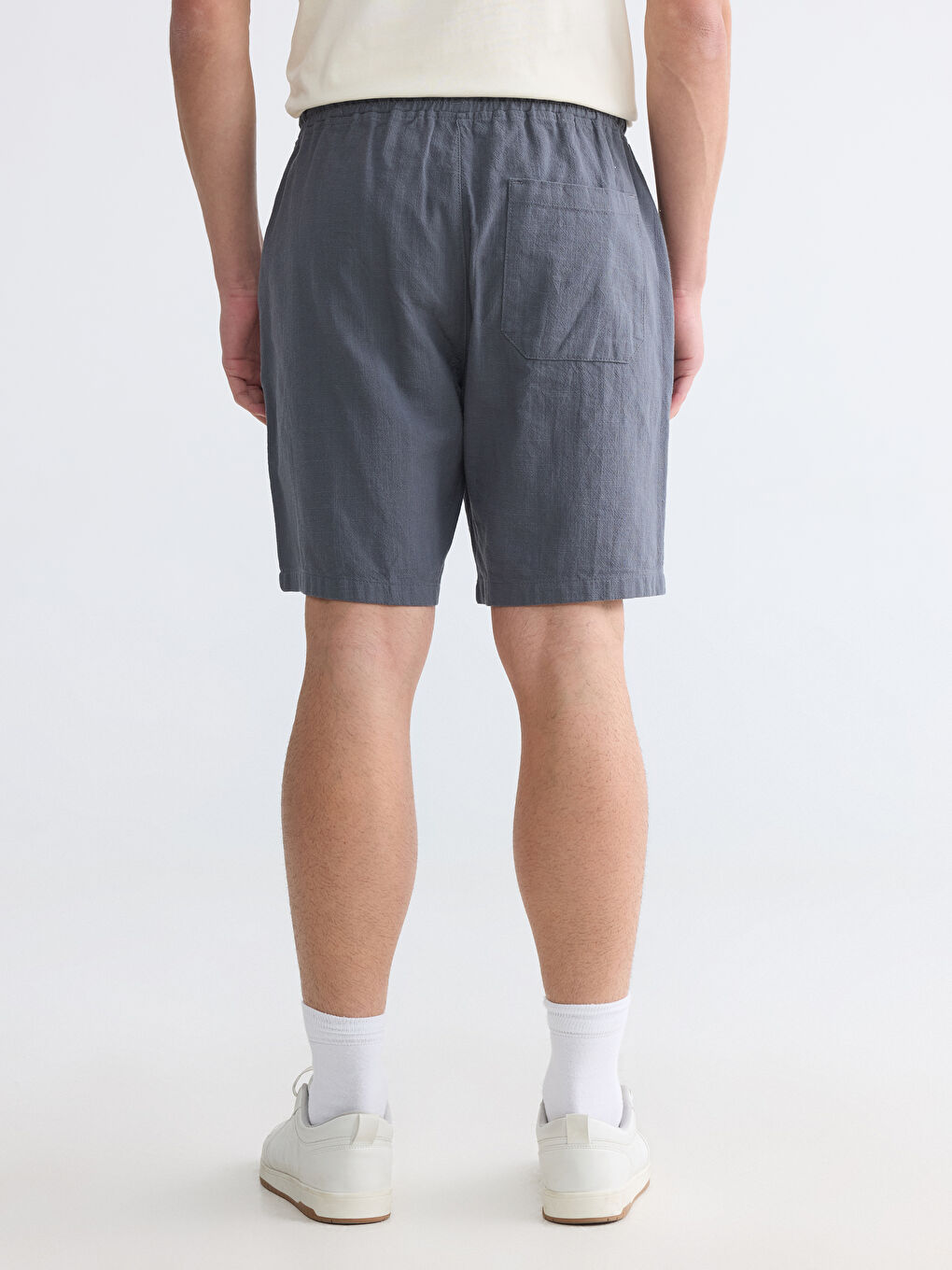 Standard Fit Linen Look Men's Shorts-3