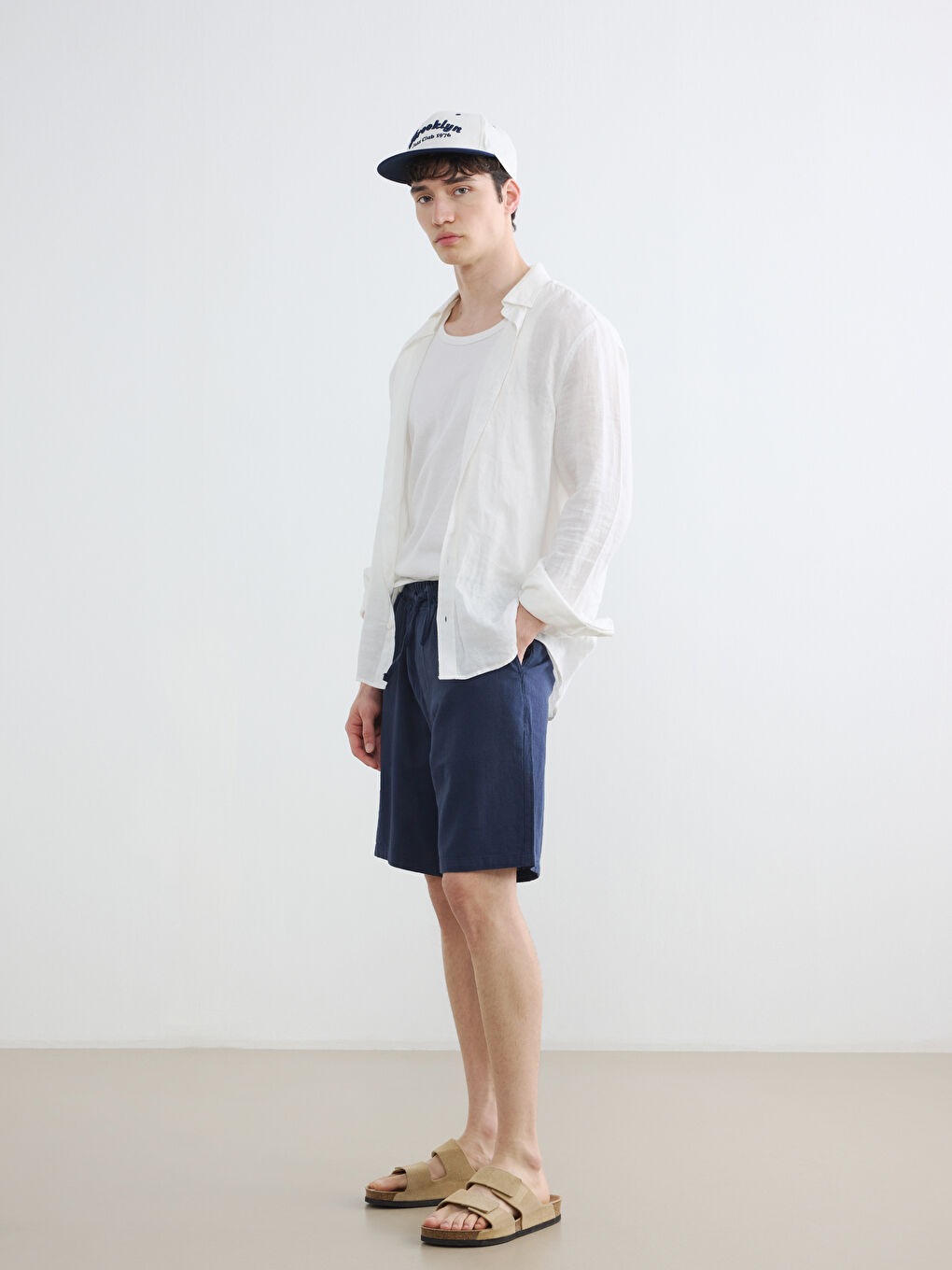 Standard Fit Linen Look Men's Shorts