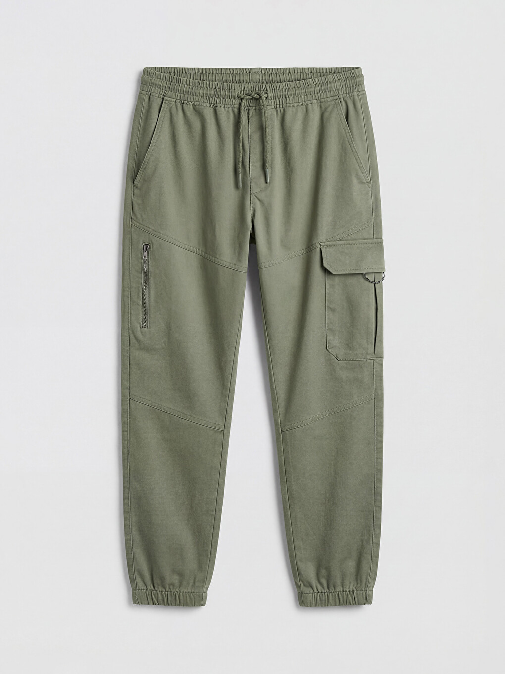 Mashkull Ngjyre Kaki Pantallona Jogger-2