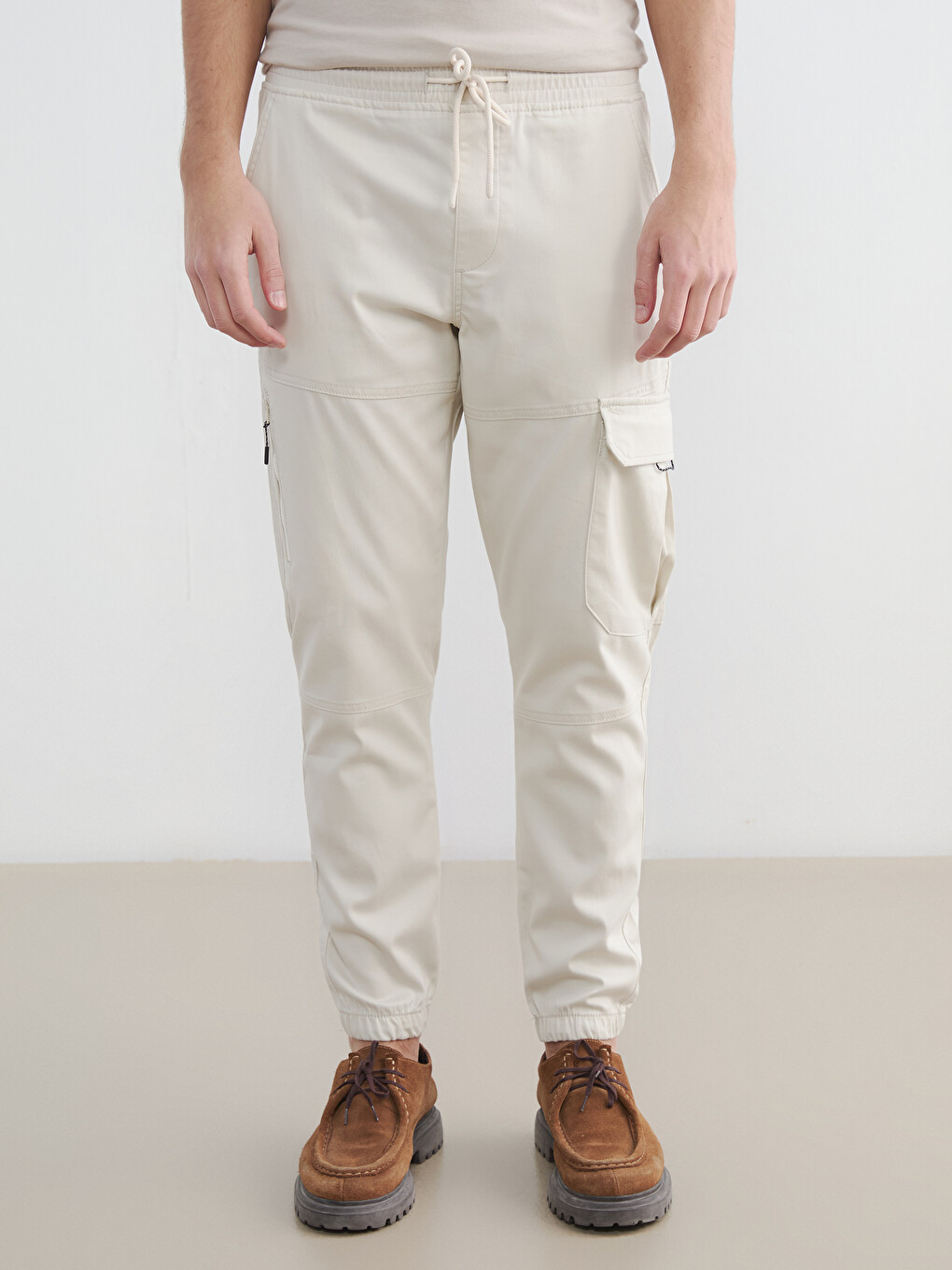 Mashkull Bezhe Pantallona Jogger-1