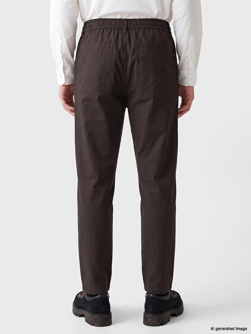 Loose Fit Linen Look Men's Trousers-3