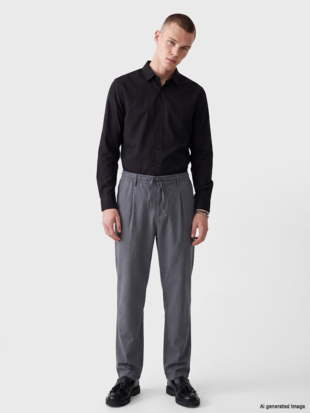 Loose Fit Linen Look Men's Trousers