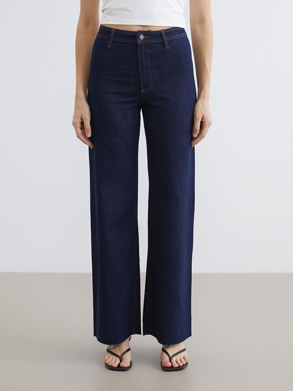 Wide Leg Women Jean Trousers-1